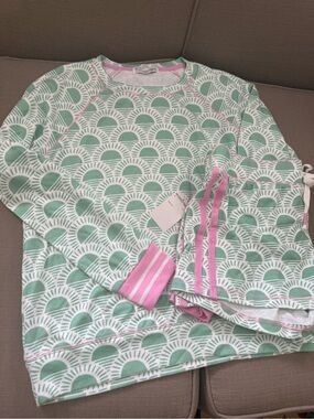 PJ Salvage Mint & Pink Girls' Sunburst Pajama Set
